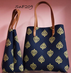 Tote Bag (Navy Blue & Off White)