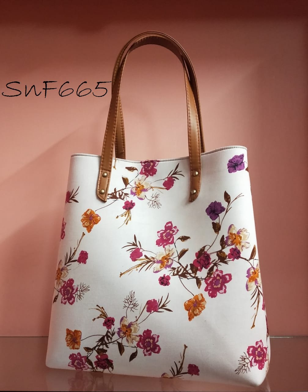 Tote Bag (White Floral)